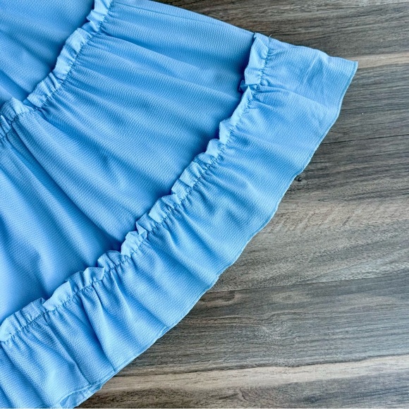 Boutique Brand - Sleeveless Tiered Ruffle Baby Blue Dress Size S - Picture 8 of 11